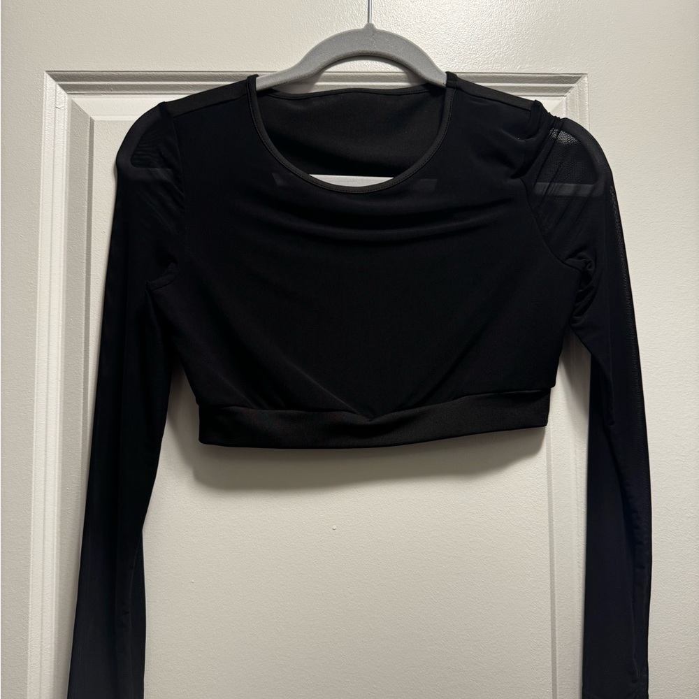 Elegant Black Long Sleeve Crop Top
